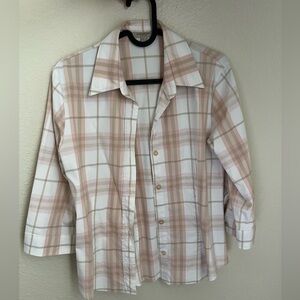 Burberry Plaid Button Down Shirt Pink Cream Neutrals Pastels sz 6